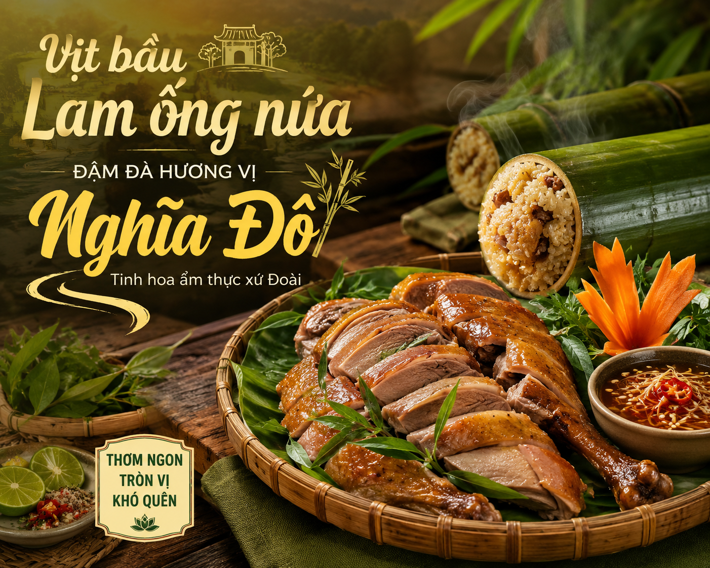 Vịt bầu lam ống nứa đậm đà hương vị Nghĩa Đô